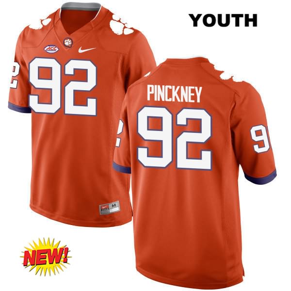 Youth Clemson Tigers #92 Nyles Pinckney Stitched Orange New Style Authentic Nike NCAA College Football Jersey PST1046QE